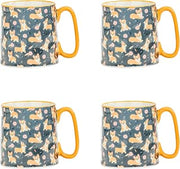 10 Strawberry Street Bella Mug, Corgi Delight, Set of 4
