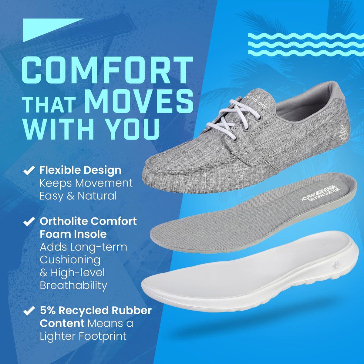 Women's Go Walk Lite - Isla Boat Shoe by Skechers – 5.5, Grey, Pack of 2, Model 15433-37-5.5 M US