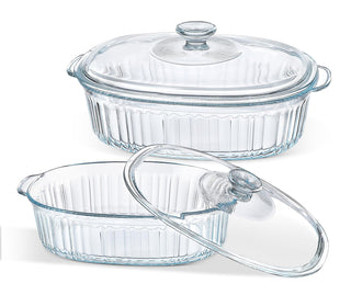 M MCIRCO Glass Casserole Set, 1.9 and 3 Quart Capacity, Clear With Lids