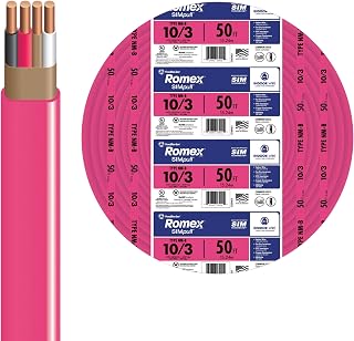 Southwire Romex SIMpull™ Electrical Wire 10 Gauge, 3 Conductors, 50 Ft, NM-B, Pink, 63948522