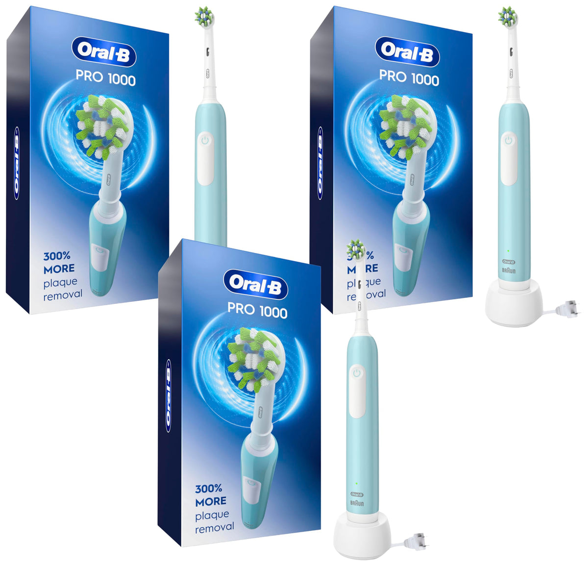 Oral-B Green / 1 Count (Pack of 3) / Handle Rotating