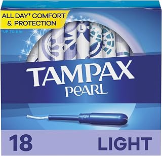 Tampax Pearl Tampons, Light Absorbency With Leakguard Braid, Unscented, 18Count