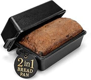 Cast Iron Bread Pan with Lid 9x5 Inch by Modern Innovations – 9x5 inches, 3.4 quarts, Cast Iron, Black