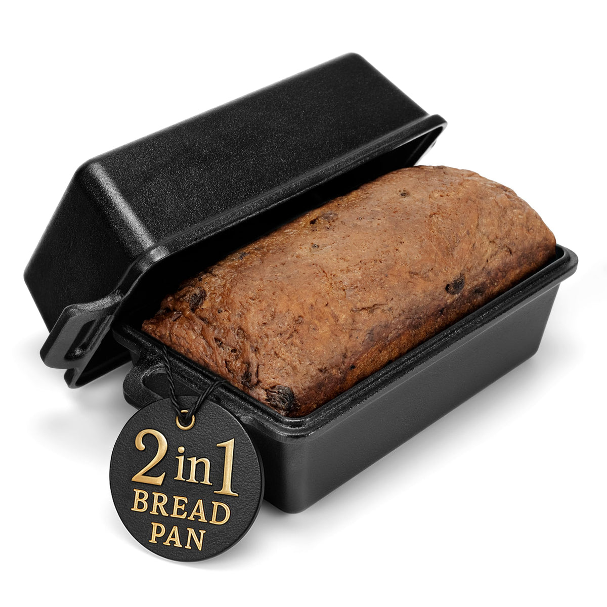 Cast Iron Bread Pan with Lid 9x5 Inch by Modern Innovations – 9x5 inches, 3.4 quarts, Cast Iron, Black