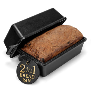 Cast Iron Bread Pan with Lid 9x5 Inch by Modern Innovations – 9x5 inches, 3.4 quarts, Cast Iron, Black