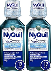 Vicks NyQuil Severe with VapoCOOL Nighttime Cough, Cold and Flu Relief Liquid, Berry, 12 Fl Oz (Pack of 2)