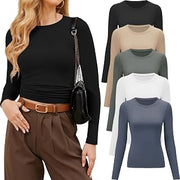 3/5 Pack Womens Long Sleeve Shirts Workout Tops Basic Tees