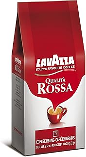 Lavazza Qualità Rossa Whole Bean Coffee, Medium Roast, Arabica and Robusta Blend, 2.2 lb Bag (Pack of 2)