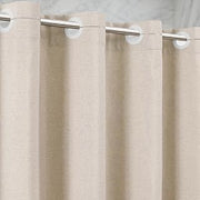 No Hooks Linen-Like Shower Curtain, Waterproof 250GSM Heavyweight Fabric, 72 x 74, Easy Install Split Grommets, Luxury Hotel Spa Bathroom Decor, Machine Washable, Weighted Hem, Beige
