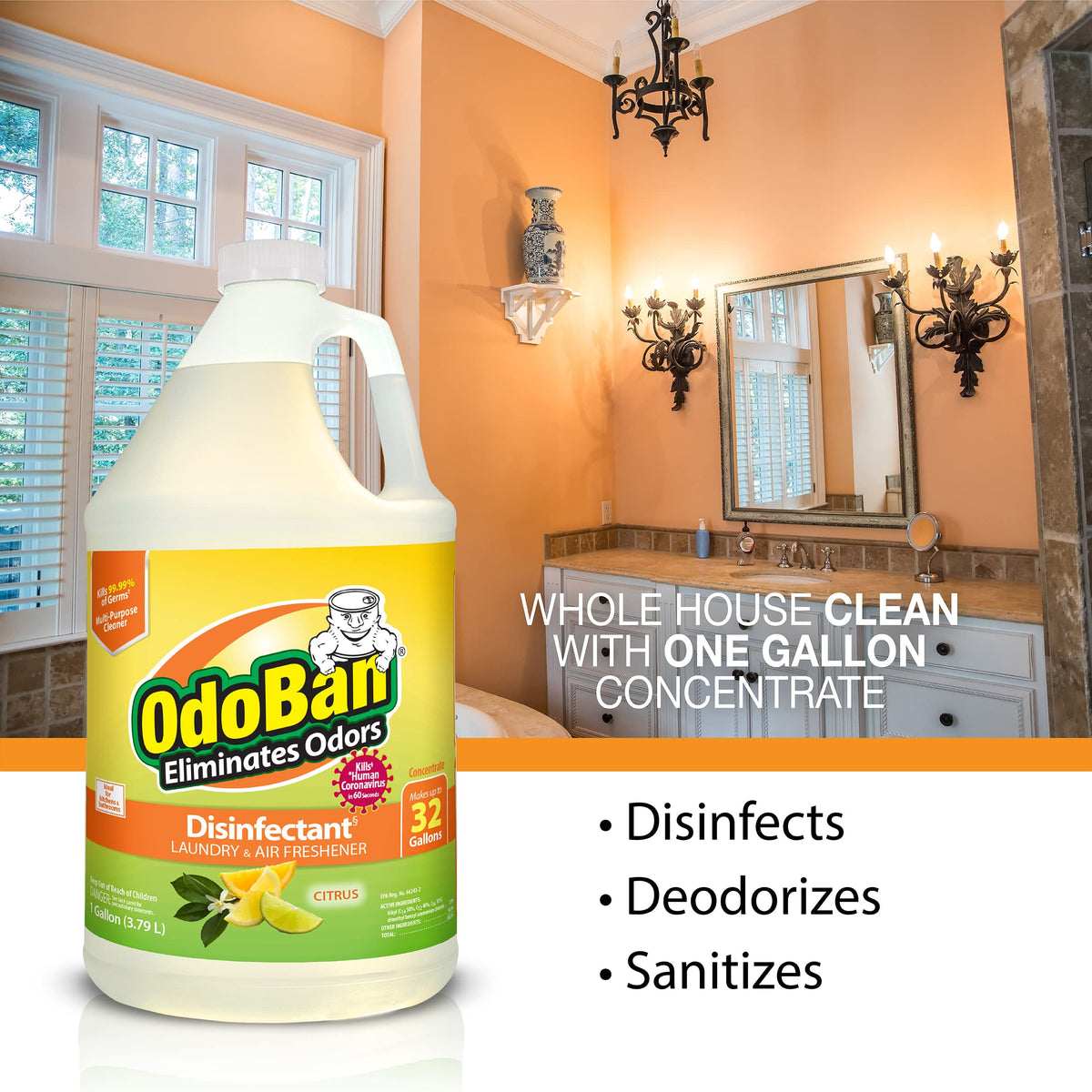 Aroma Eliminator Set by OdoBan – 69 Fl Oz (Pack of 2), Orange, Pack of 2, Model BND03455