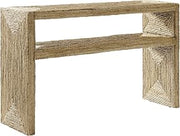 Crosley Furniture Marella Handwoven Banana Leaf Console Table, Rattan Sofa Tables, Banana Leaf