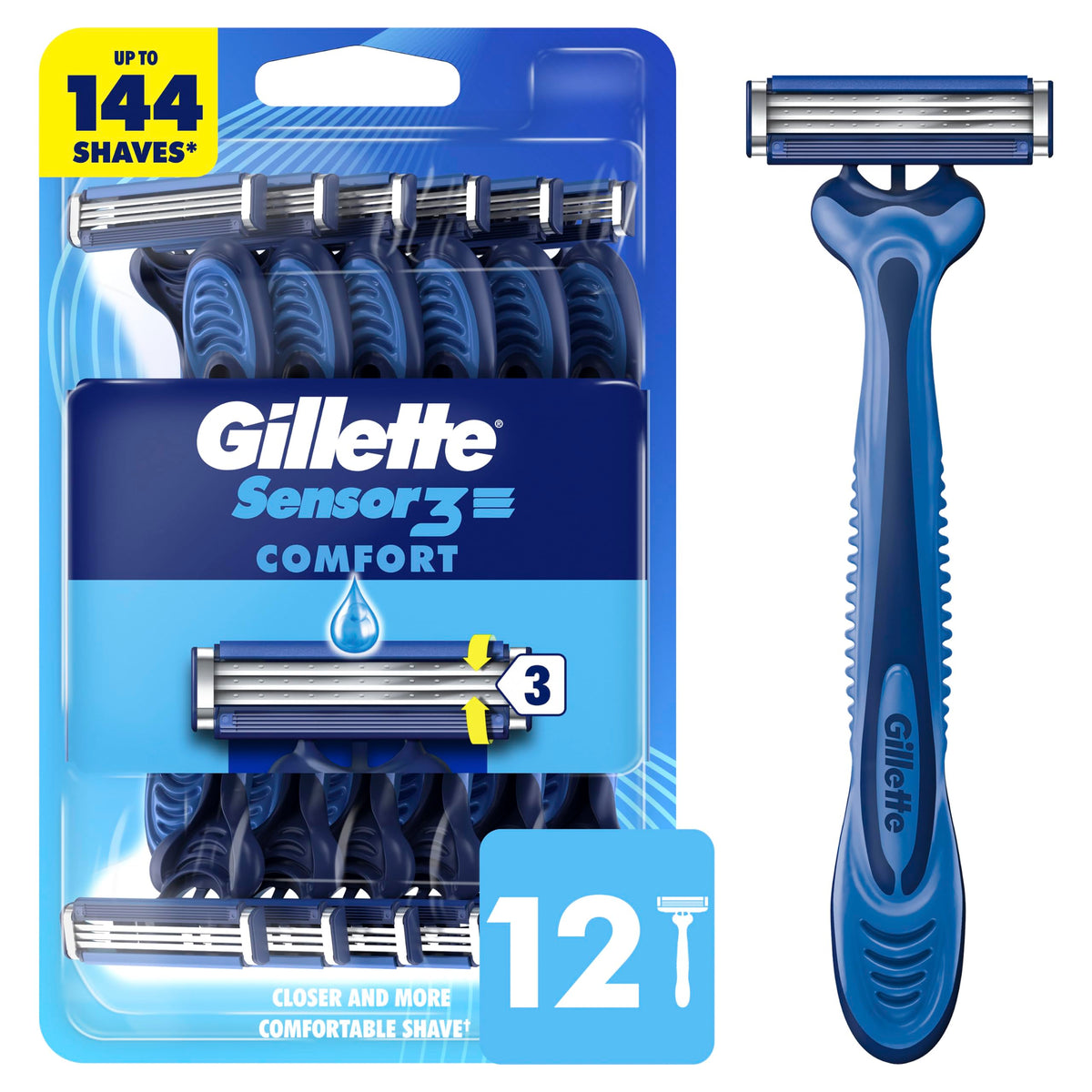 Gillette 12 Count (Pack of 1) / Modern / Blue Disposable Razors