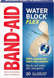 BAND-AID Brand Water Block Flex Adhesive Bandages, All One Size, 20 Count