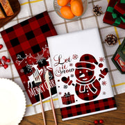 Sratte Christmas Kitchen Towels, Microfiber Dish Towels, 6 Pack Red Black Buffalo Plaid
