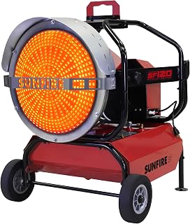 Sunfire Radiant Heater, 120,000 BTUs, Run Time 16 Hours, 14 Gal Tank | SF120 Heater, Made in the USA, No Smell & No Fumes, Quiet Indoor & Outdoors, Automatic Shutoff, Portable Heater