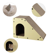 Kento 23.63" Minimalist Cardboard Angled Cat Cave Scratcher with Catnip by THE LICKER STORE – Medium, Cardboard, Almond, Model CSR1008A