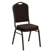 Hercules Crown Back Stackable Banquet Chair by Flash Furniture – Set of 4, Terylene, Cotton, Fabric, Foam, Oriented Strand Board, Plastic, Metal, Model 4-NG-C01-BROWN-GV-GG