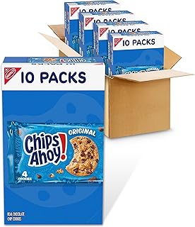 Chips Ahoy! Original Chocolate Chip Cookies, 40 Snack Packs (4 Cookies Per Pack, 4 Boxes) | 4 Cookies Per Pack, Individually Wrapped, Real Chocolate Chip Cookies, Certified Kosher