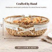 XPLI Bread Warmer Basket with Stone, Terracotta and Wicker, Rustic