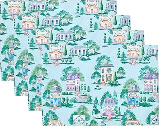 Lenox Spice Village Allover Placemats, Set of 4, Blue, 13" W x 19" L