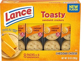 Lance Sandwich Crackers, Toasty Cheddar, 8 Individually Wrapped Packs, 6 Sandwiches Each