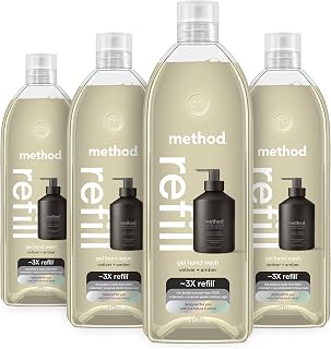 Method Premium Gel Hand Wash Refill, Vetiver + Amber, 34 fl oz, 4 Pack