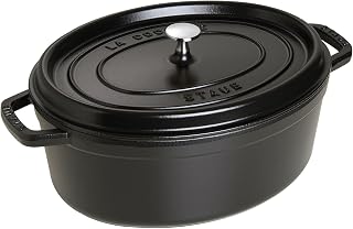 STAUB Cast Iron Oval Cocotte, Dutch Oven, 7-quart, serves 7-8, Made in France, Matte Black