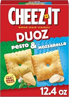 Cheez-It DUOZ Baked Snack Crackers, Lunch Snacks, Pesto and Mozzarella, 12.4oz Box (1 Box)