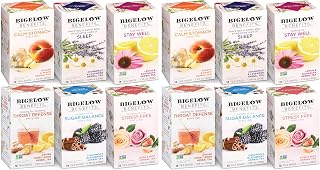 Bigelow Tea Bigelow Benefits Wellness Teas Variety Pack, Mixed Caffeinated Green Matcha & Caffeine-Free Herbal Tea, (Packaging May Vary), 18 Count (Pack of 12)