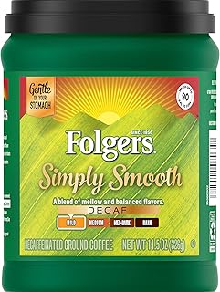 Folgers Simply Smooth Decaf Ground Coffee, Mild Roast, 11.5 Ounce (Packaging May Vary)