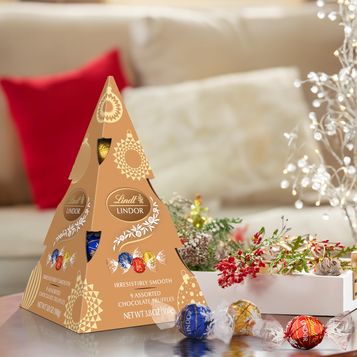 LINDOR Holiday Assorted Chocolate Candy Tree Gift Box by Lindt – 3.9 Ounce