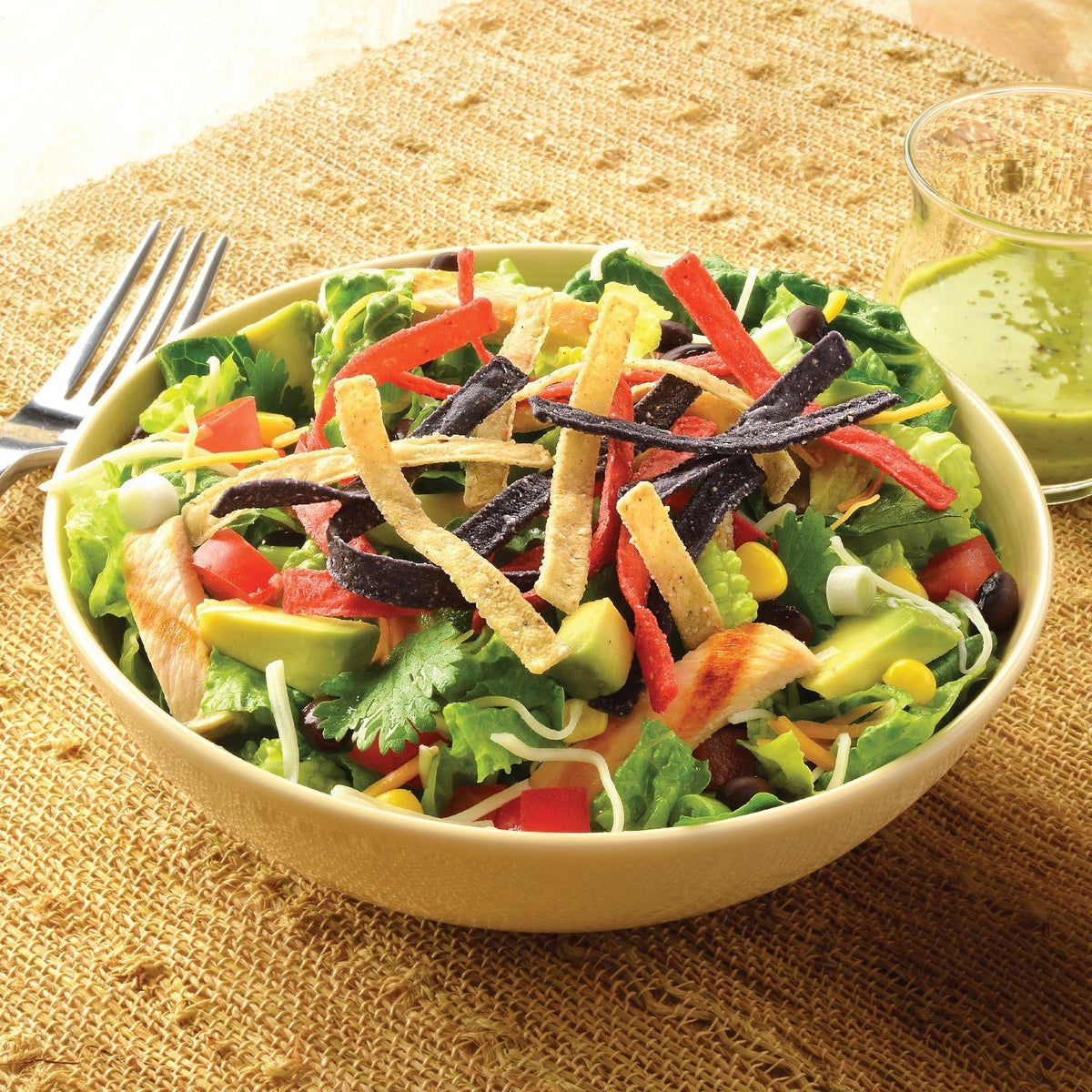 Fresh Gourmet Tortilla Strips / Tri-Color / 3.5 Ounce (Pack of 9) Salad Toppings