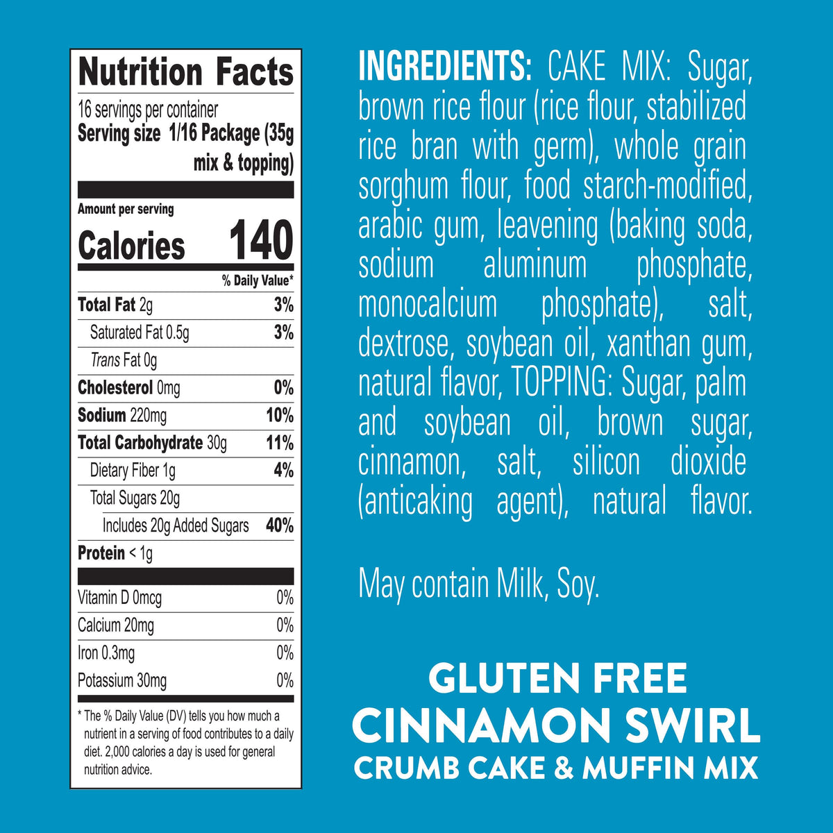 Gluten Free Cinnamon Swirl Crumb Cake & Muffin Mix by Krusteaz – 20 Ounce (Pack of 8), cinnamon swirl, Pack of 8, Model TS0417-A700ML-M1447