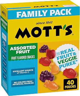Mott's Assorted Fruit Flavored Snacks, Made with Real Fruit Puree (40 Pack)