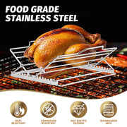 Roryimke Chicken Roasting Rack, V-Shaped Adjustable Stand, Silver
