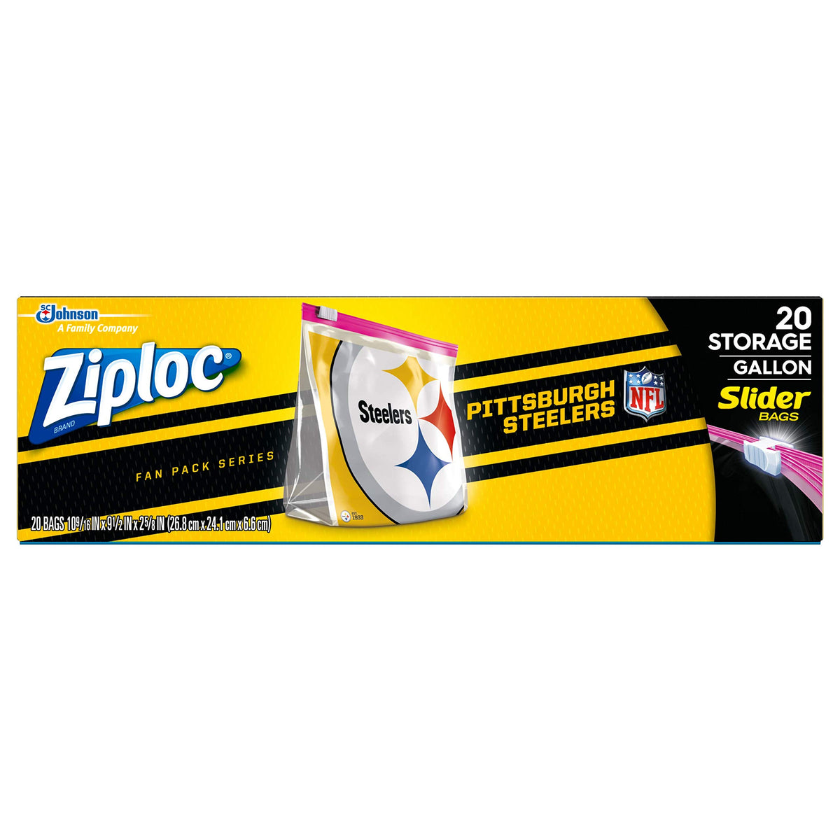 Ziploc Pittsburgh Steelers / 20 Count (Pack of 1) / 1.0 gallons Food Storage Bags