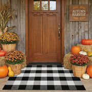 Seeksee Buffalo Check Outdoor Rug, 27.5 x 43 Inches, Black and White