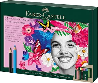 Faber-Castell Polychromos and Pitt Graphite Matte Giftset Artist Gift Set, Multi-Color 40 Count