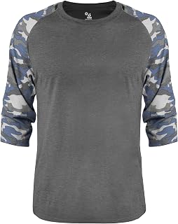 Vintage Camo Tri-Blend Baseball Tee by Badger