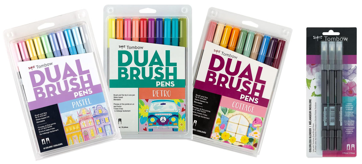 : Dual Brush Pen 3 Pack Set - Pastel by Tombow – Pack of 33, Model 56255, 56256, 56257