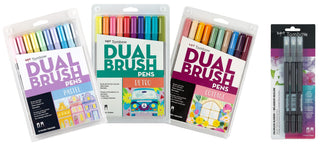 : Dual Brush Pen 3 Pack Set - Pastel by Tombow – Pack of 33, Model 56255, 56256, 56257