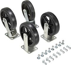 Vestil D-CK4-MR8-2 Mold-on-Rubber Plate Caster Set for Self-Dumping Hopper, 8" Diameter Wheels, 2400 lb. Capacity