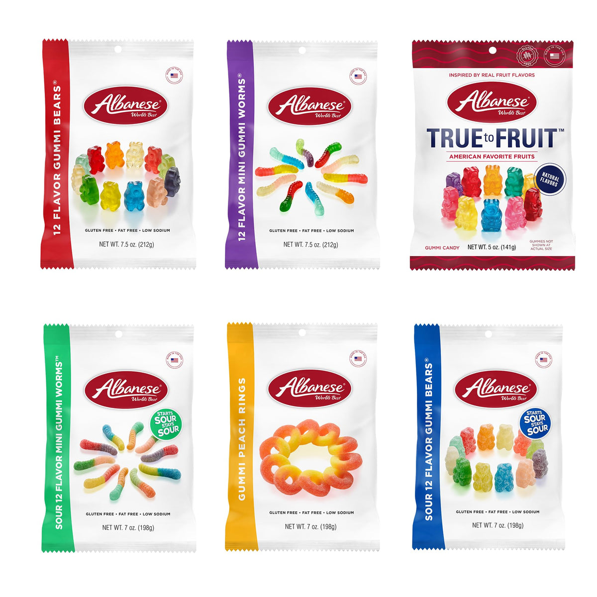 Albanese Variety Pack / 7 - 7.5 oz (Pack of 6) / 1 Gummy Candy