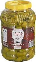Savor Imports Whole Pepperoncini, 1 Gallon, 4 per Case, Greek Origin, Crisp Peppers with Mild Heat, Perfect for Salads and Sandwiches
