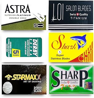 Razor Blades Club - Astra-Derby-Shark-Loi-Starmax-Sharp Double Edge Razor Blades Sampler (30 blades, 6 different brands)