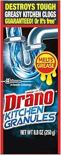 Drano Kitchen Granules Drain Clog Remover and Cleaner, Unclogs blockage from Grease or Cooking Oil, 8.8 oz
