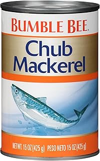 Bumble Bee Chub Mackerel, 15 oz Can - Canned Mackerel Fish, High Protein Keto Food, Gluten Free