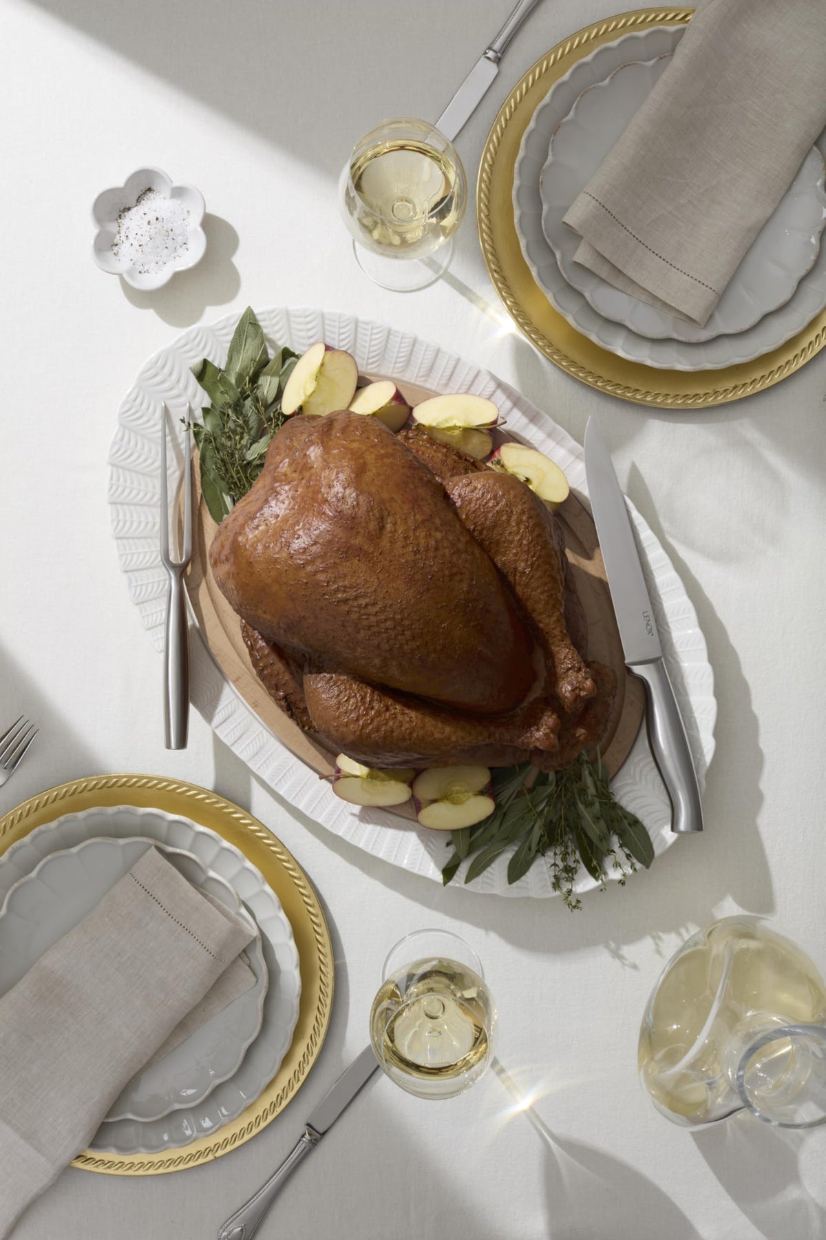 Harvest 4-Piece Turkey Platter And Carving Set by Lenox – 4 Count, Porcelain, Multicolor, Pack of 4, Model 899289