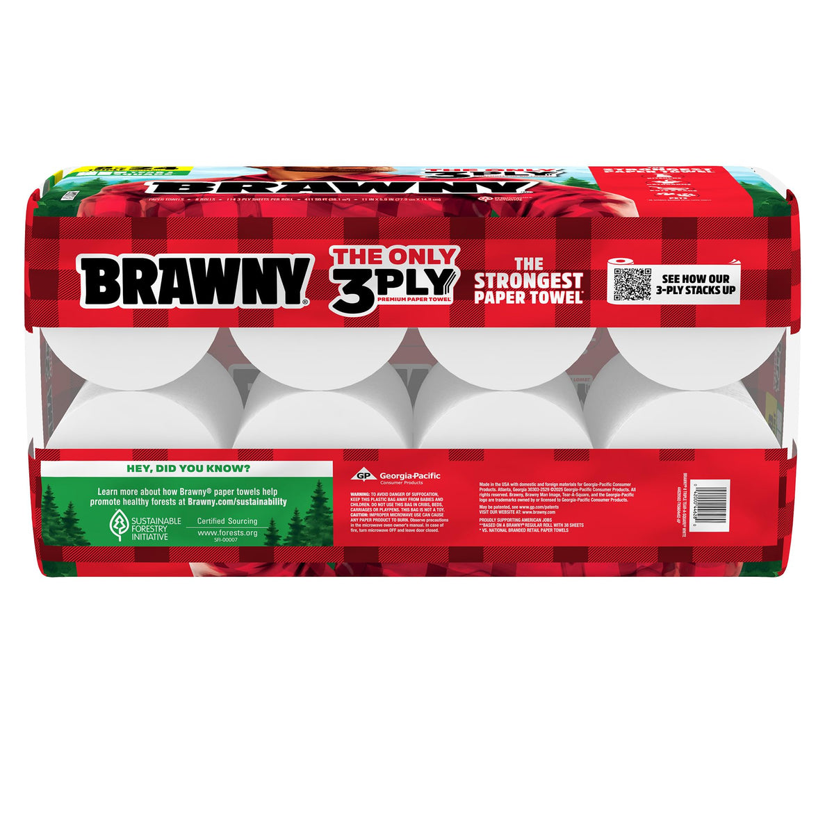 Brawny 8 Rolls (114 Sheets each) / White / 8 Triple Rolls (114 Sheets Each) Paper Towels