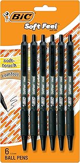 BIC Soft Feel Ballpoint Pen, Black Ink, 6-Count